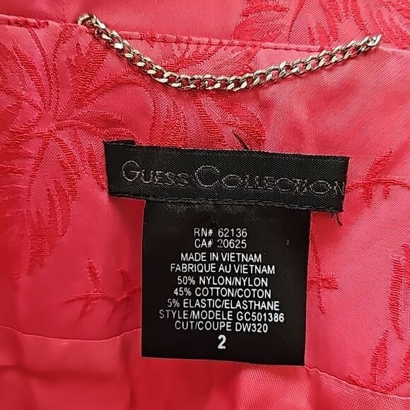 Guess collection hot pink silk like fitted jacket size 2 - Picture 8 of 13